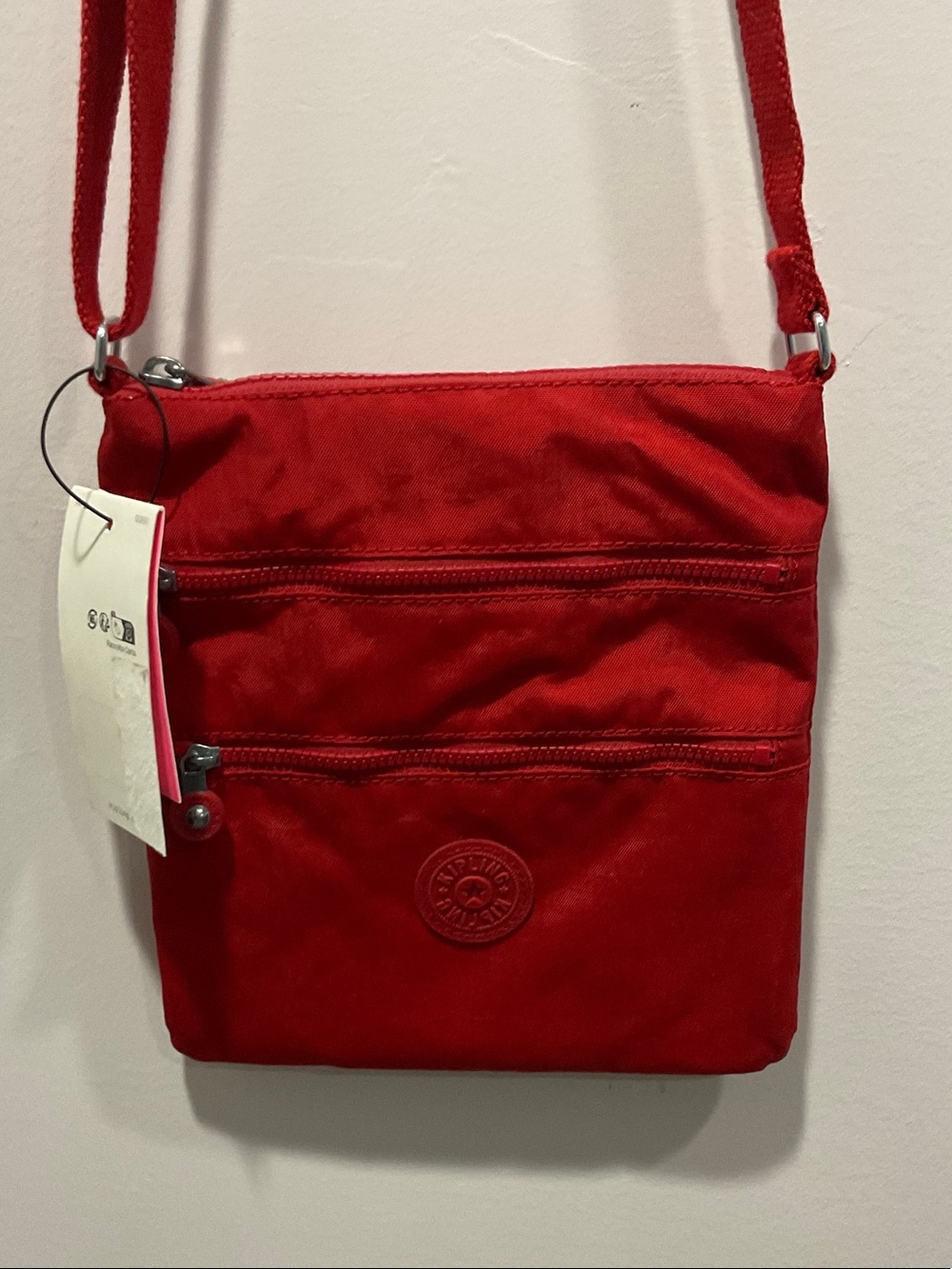 Kipling Bright Red Compact Crossbody Bag